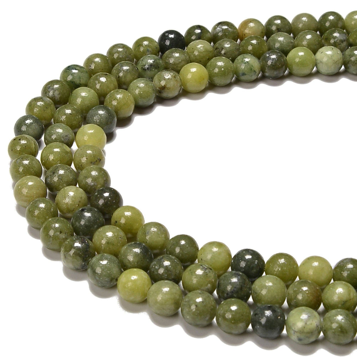 Natural Chinese Green Jade Smooth Round Beads  8mm 15.5'' Strand