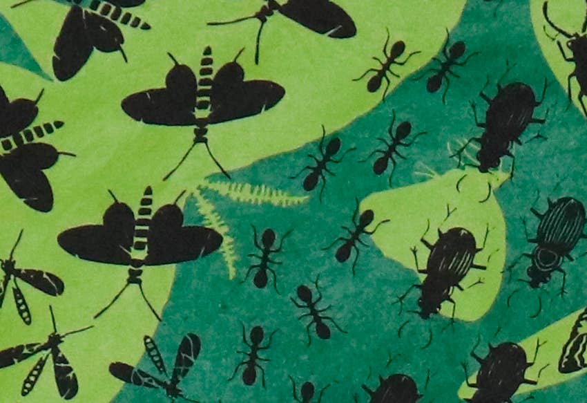 Lokta Garden Party, Green and Black on Grass, 2 Color