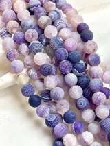 10mm Lavender Frosted Agate Gemstone Beads Strands