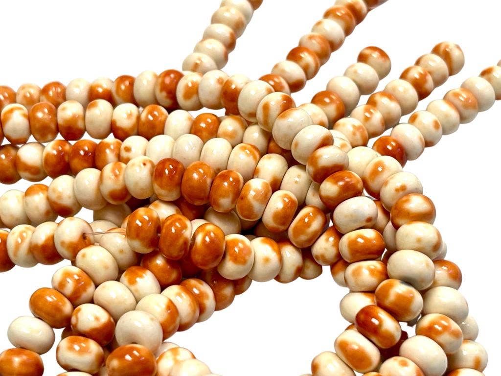 Orange and White Rain Flower stone beads Strands 6mm