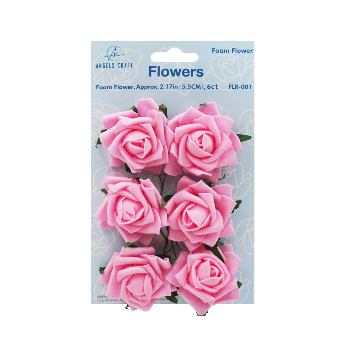 Foam Flowers (Roses) with wire, 2.17" 6-ct