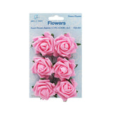 Foam Flowers (Roses) with wire, 2.17" 6-ct
