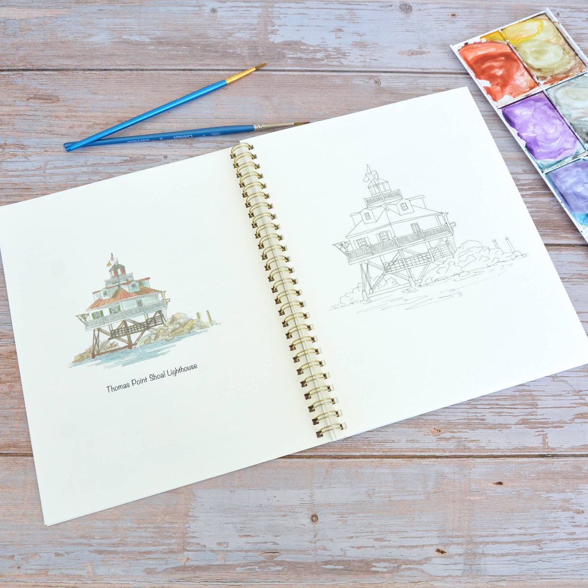 Watercolor workbook, Maryland Themed Watercoloring book