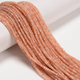 Natural Peach Moonstone Faceted Cube Beads Size 2mm 15.5'' Strand