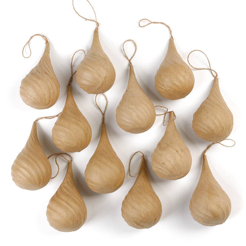 5-1/4" Paper Mache Teardrop Swirl Ornament