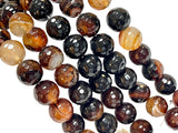 Burnt Caramel Lace Agate 14mm Faceted Round Gemstone Beads