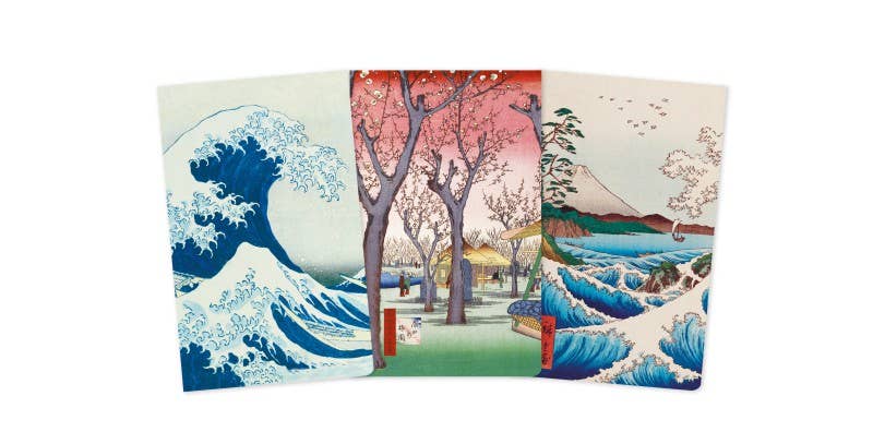 Japanese Woodblocks Set of 3 Mini Notebooks