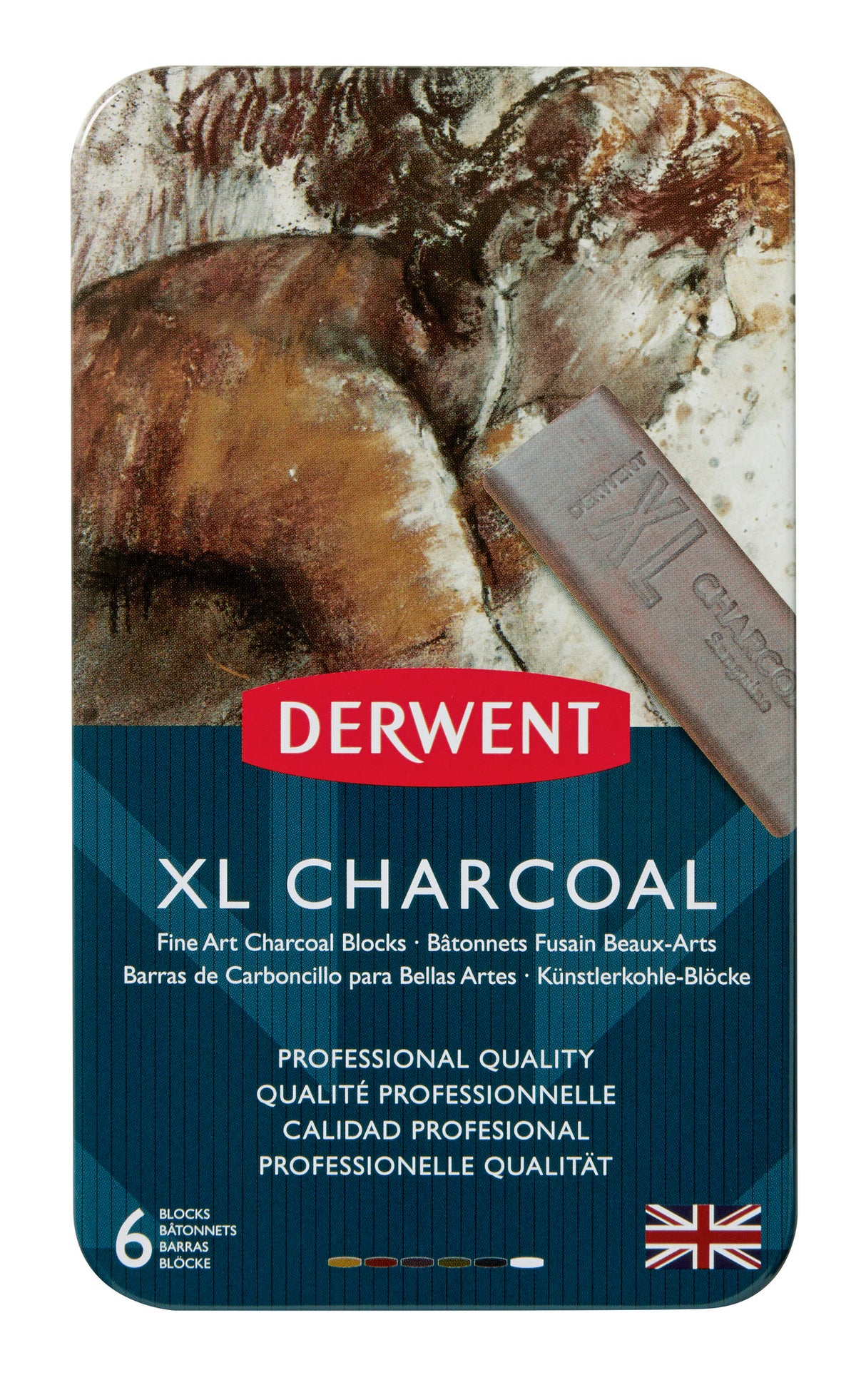 Derwent XL Charcoal Tin Set, 6-Colors