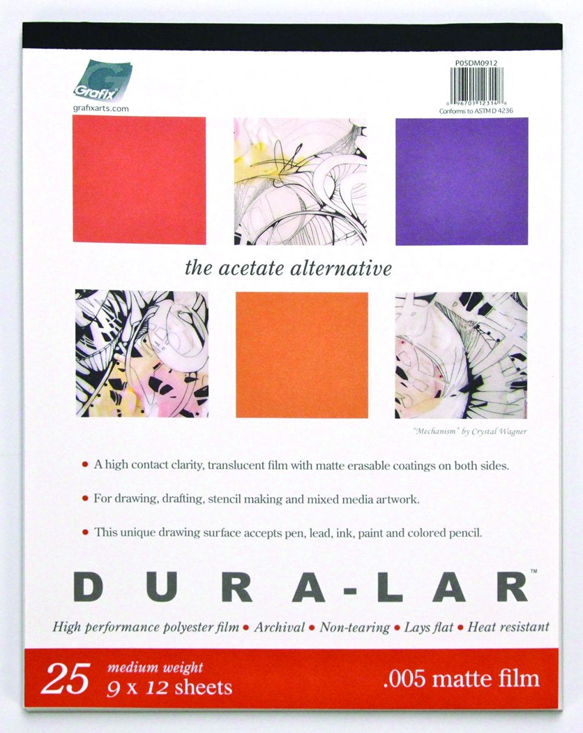 Grafix Matte Dura-Lar Pad, 25 Sheets, .005mm, 9 in x 12 in