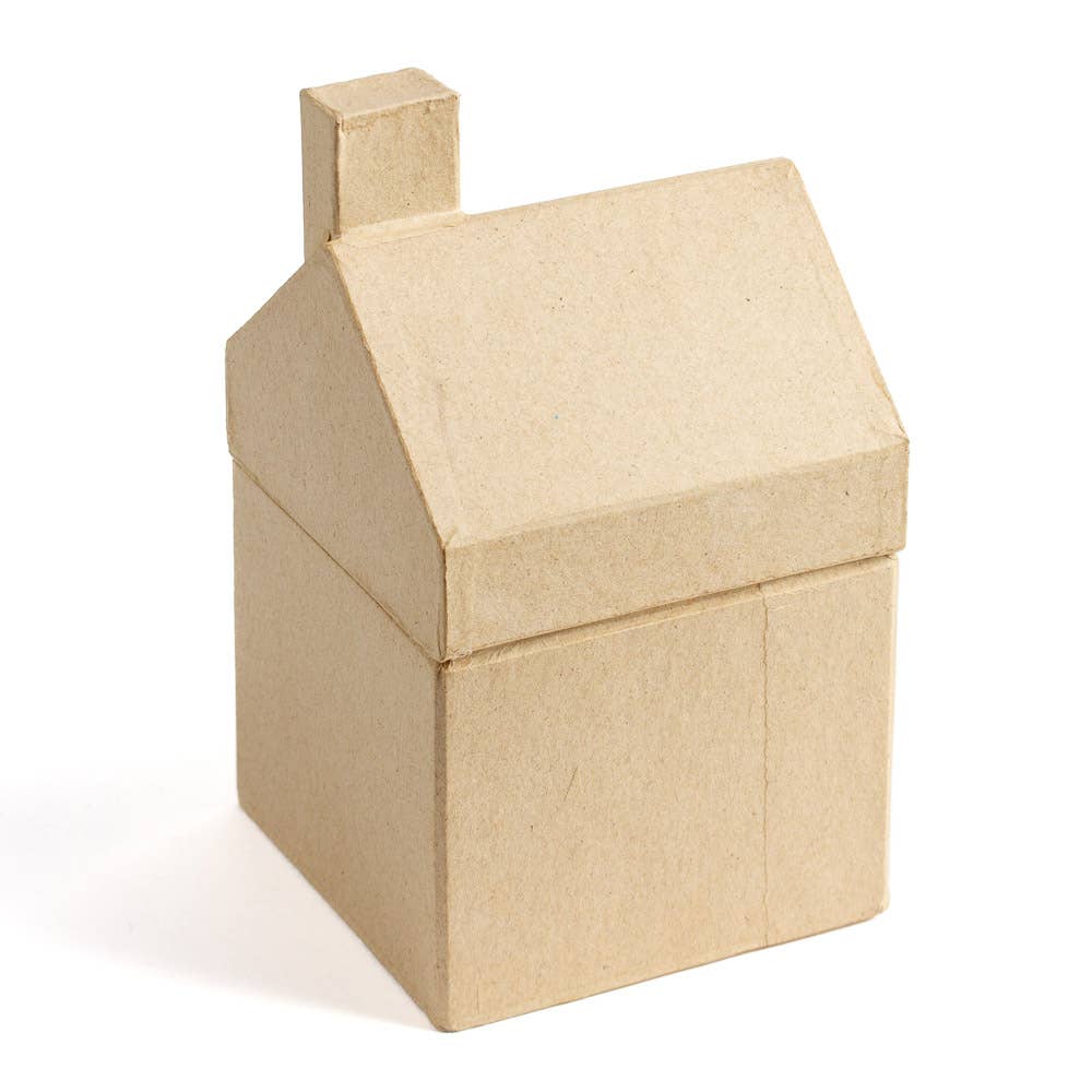 Premade Paper Mache House Gift Box -3-3/4" x 3-3/4" x 6-1/4"