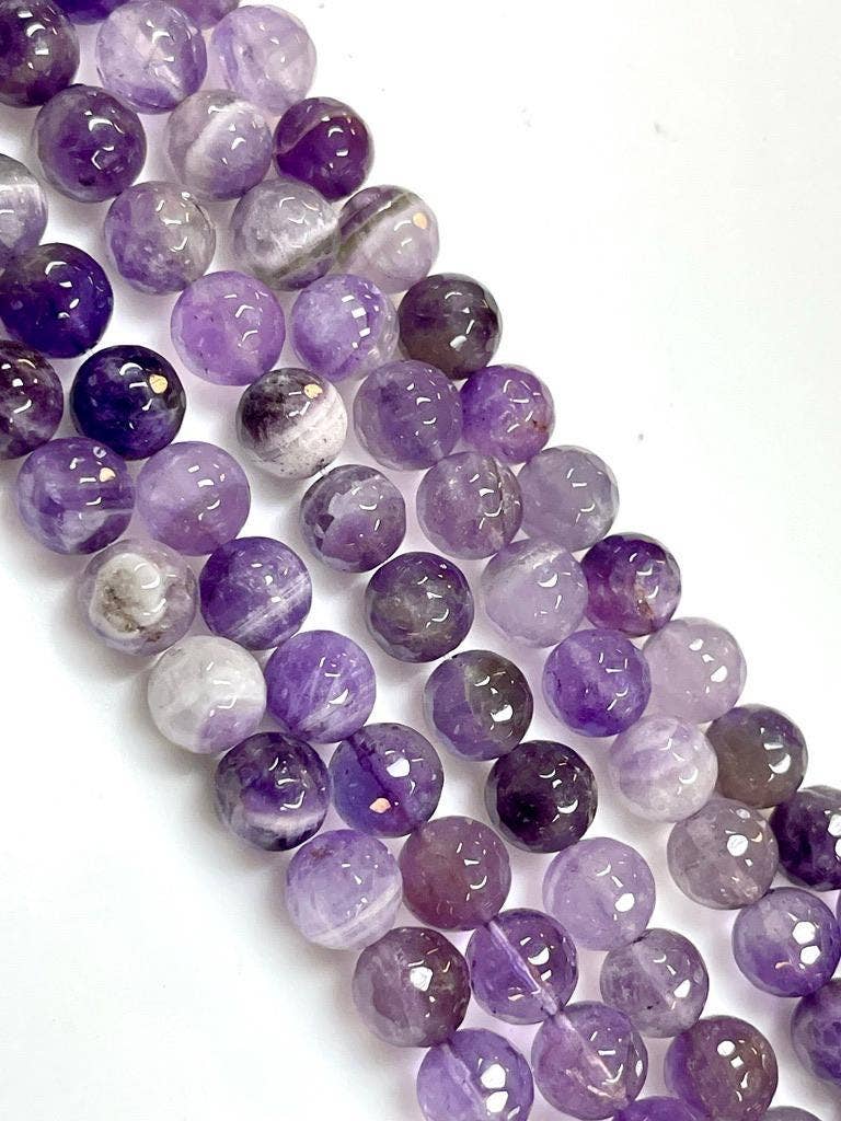 10mm Amethyst  Gemstone Faceted Round Beads Strand  10mm