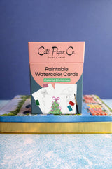Paintable Watercolor Card Deck - Colorful Christmas