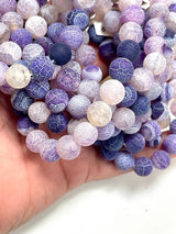 10mm Lavender Frosted Agate Gemstone Beads Strands