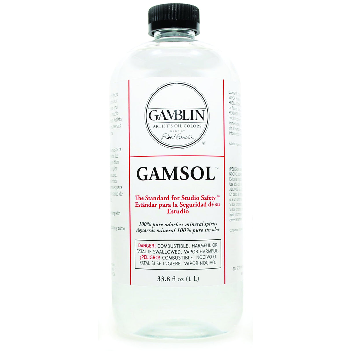 Gamblin Gamsol, 100% pure odorless mineral spirit, 33.8 oz. (1 L) bottle