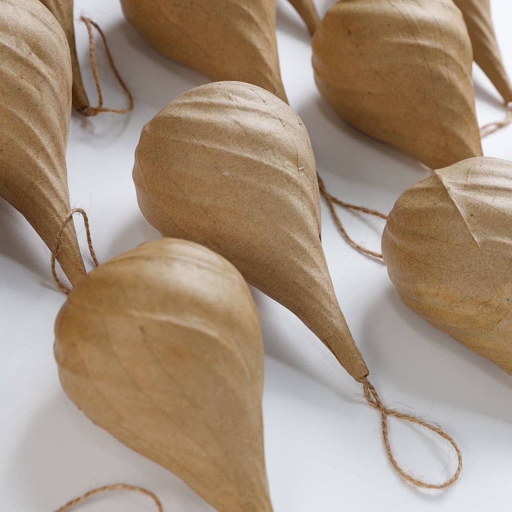 5-1/4" Paper Mache Teardrop Swirl Ornament