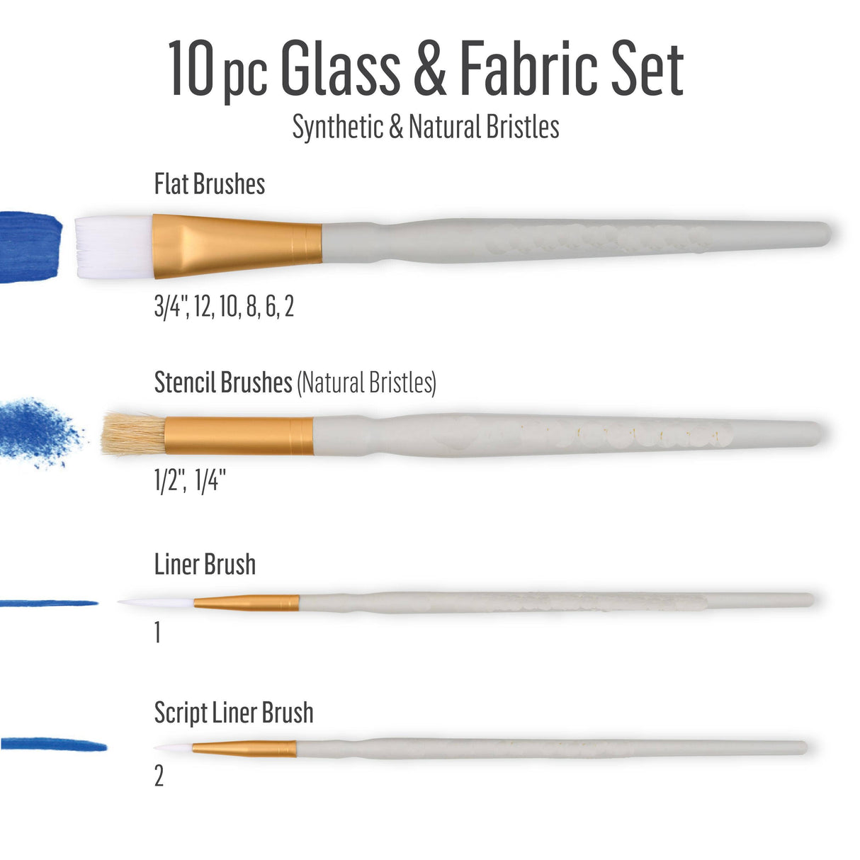 Folkart ® Glass and Fabric Brush Set, 10-Piece