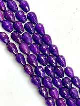 Purple Sugilite Agate Gemstone Faceted Teardrop Beads Strand
