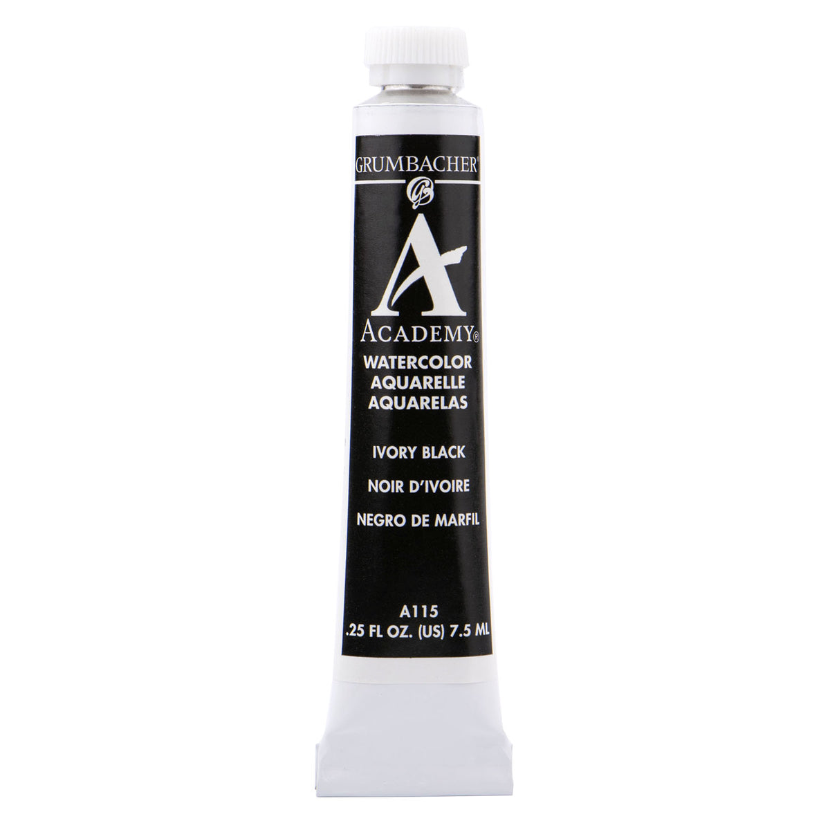 Grumbacher Academy Watercolor, 7.5ml Tube, Ivory Black