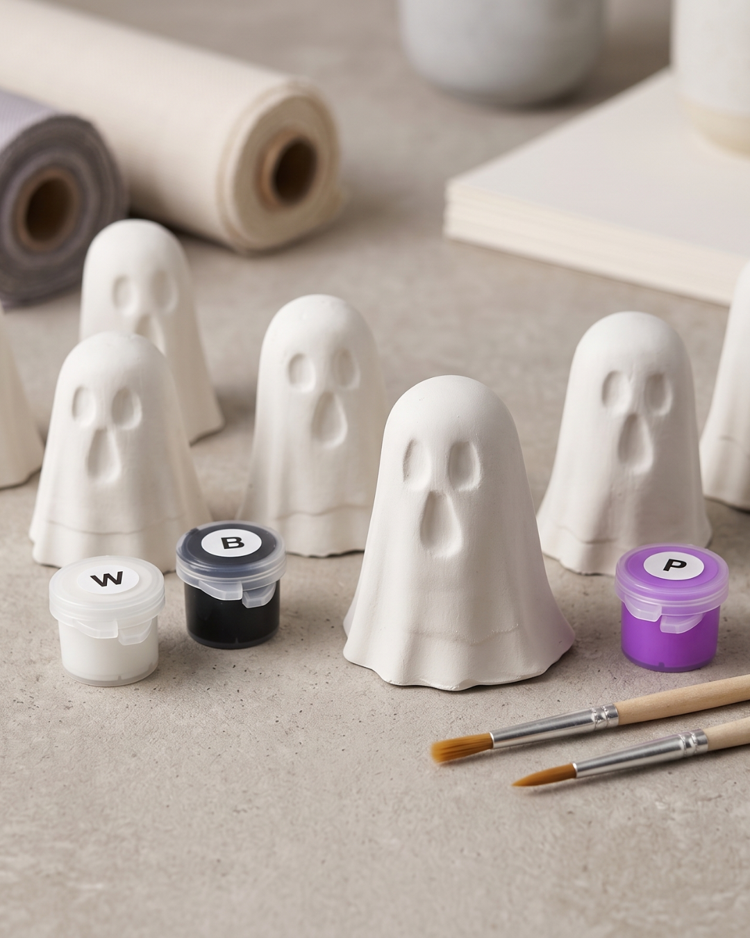 DIY Halloween Paint Kit - 2 Plaster Ghost Figurines
