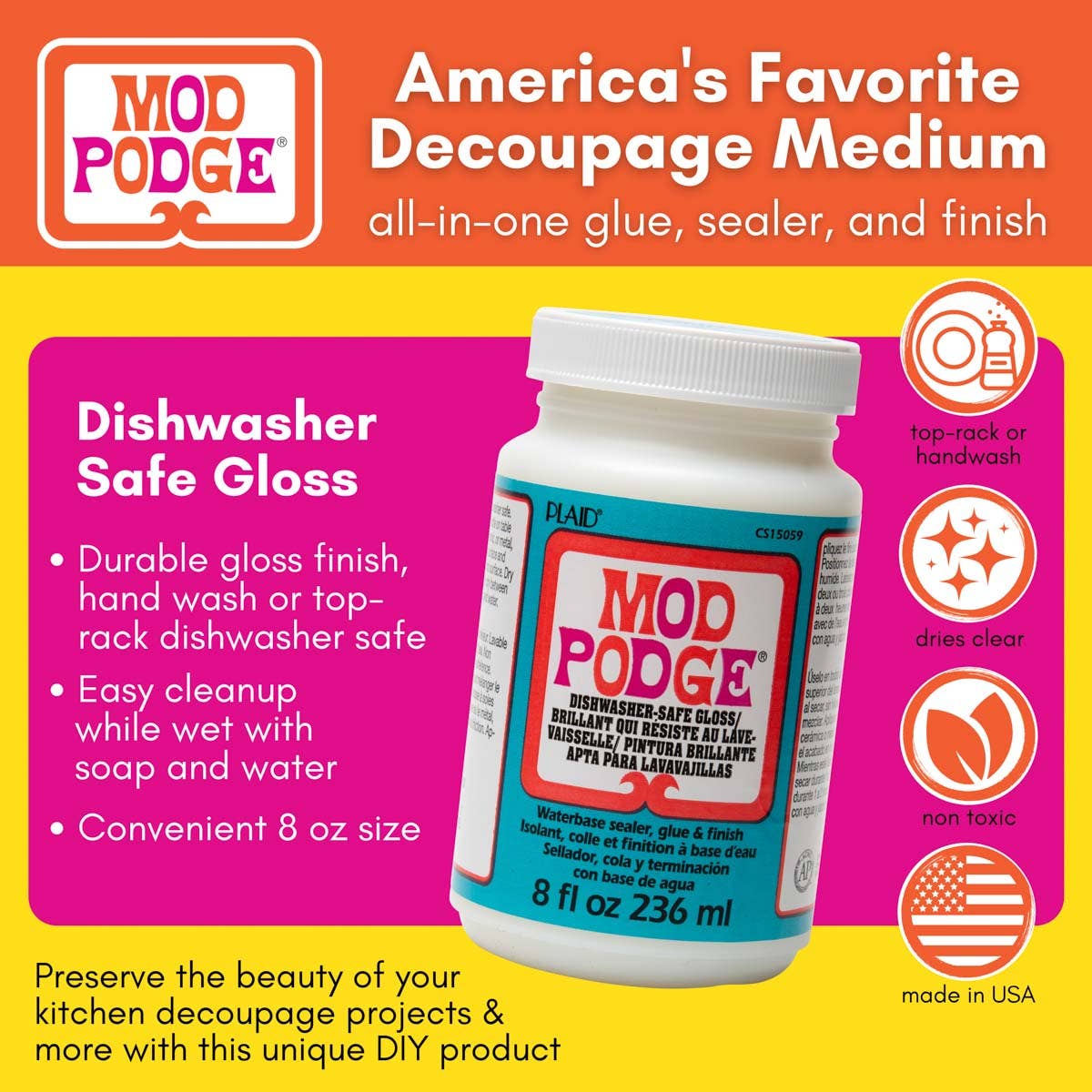 Mod Podge ® Dishwasher Safe Gloss 8 oz