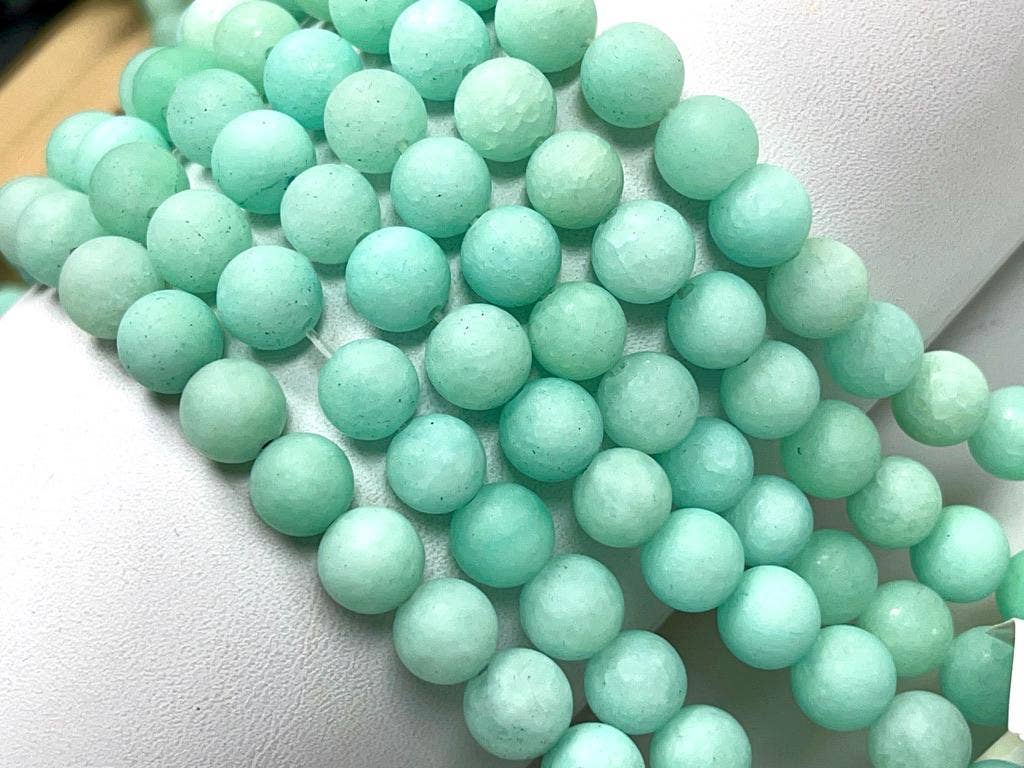 8mm Ocean Green Sponge Agate Smooth Matte Finish Beads