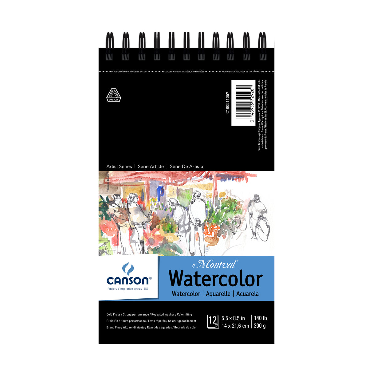 Canson Montval Spiral Watercolor Pad 5.5"X8.5"-12 Sheets