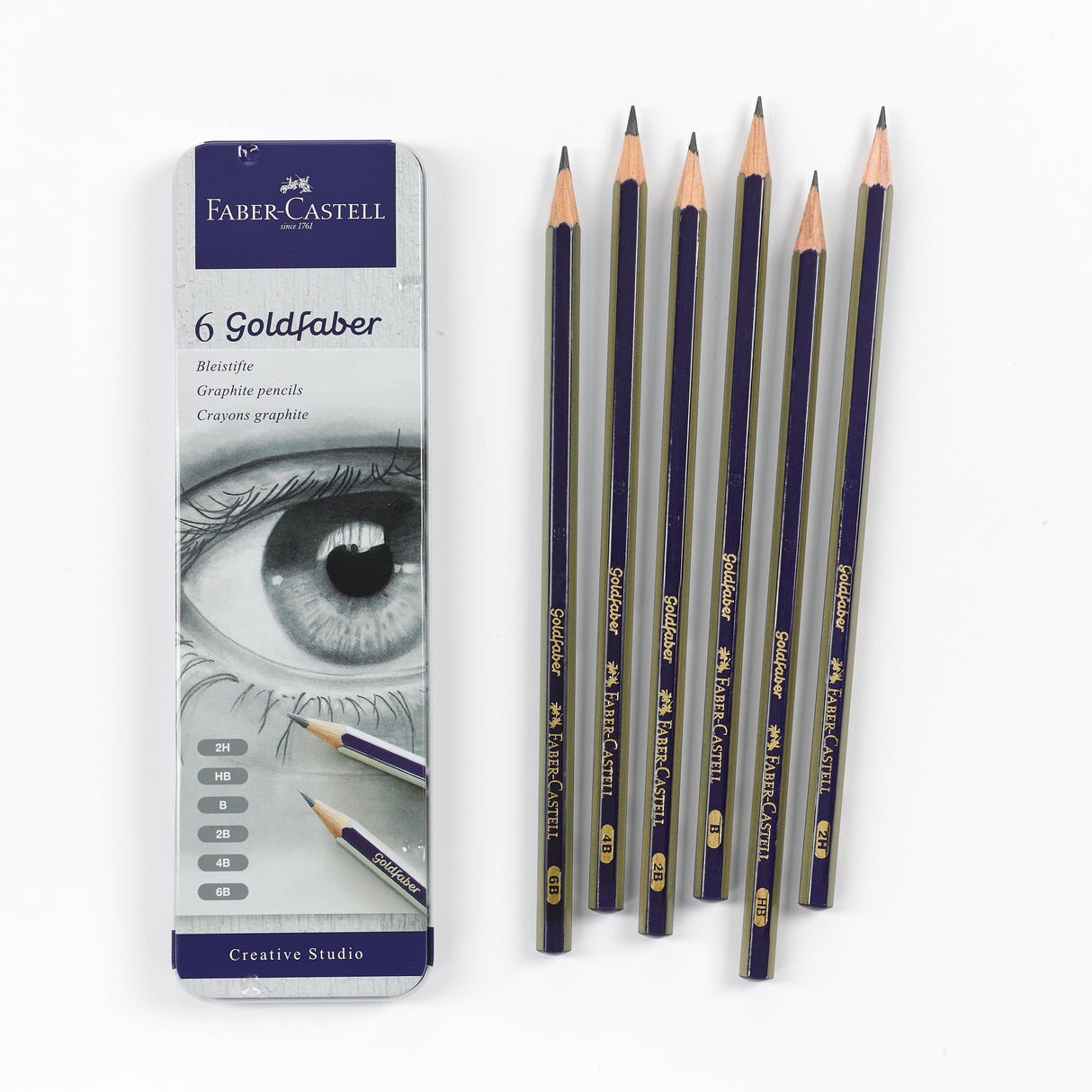 Faber-Castell Creative Studio Graphite Sketch Tin Set, 6-Pencils