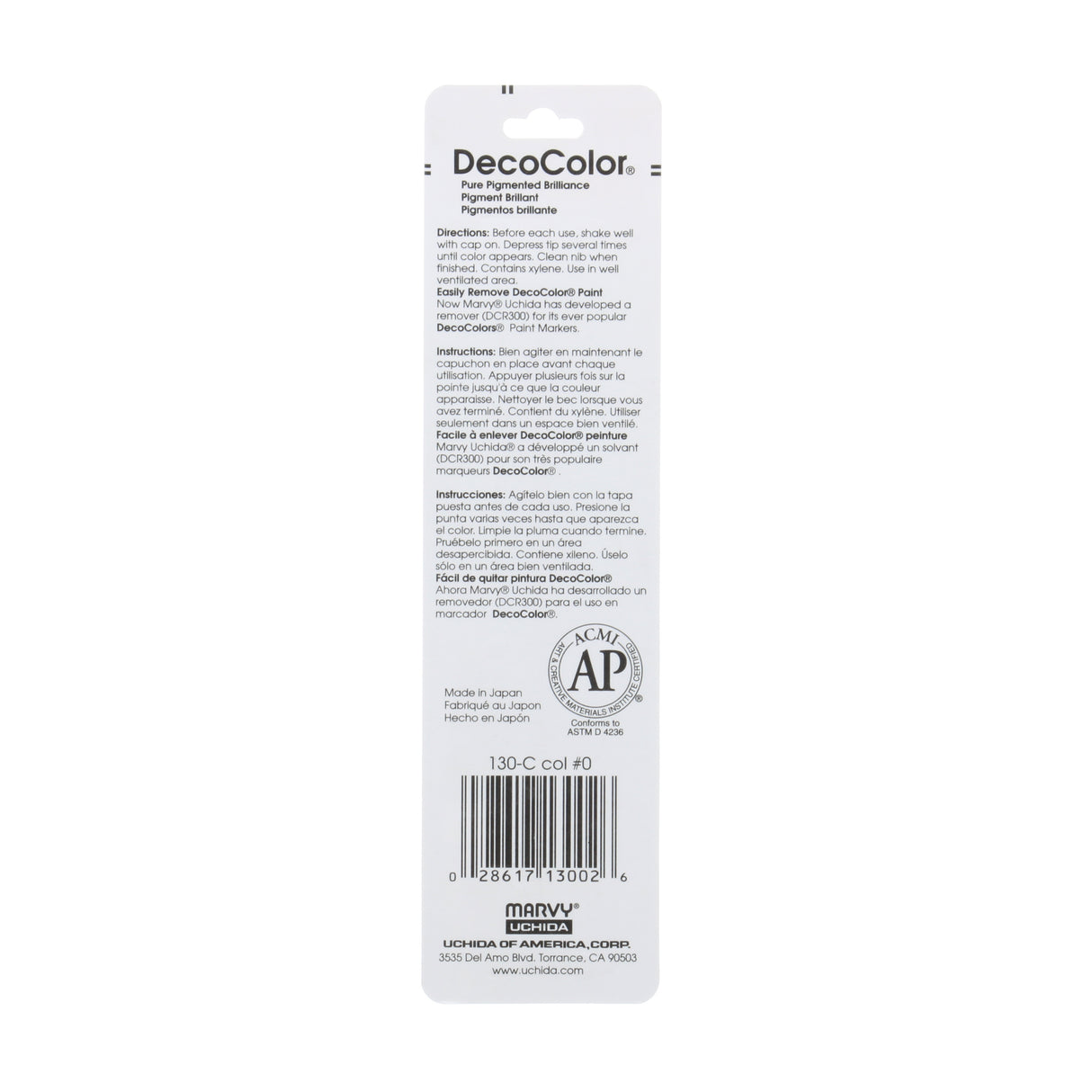 Uchida DecoColor Paint Marker, Extra-Fine, Carded Packaging, White