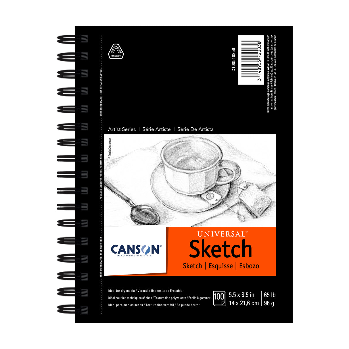 Canson Universal Heavy-Weight Sketch Pad, 100 Sheets/Pad, 5-1/2 in x 8-1/2 in