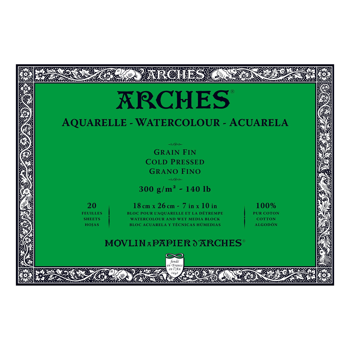 Arches 140 lb. Watercolor Block, Cold-Pressed, 7 in x 10 in