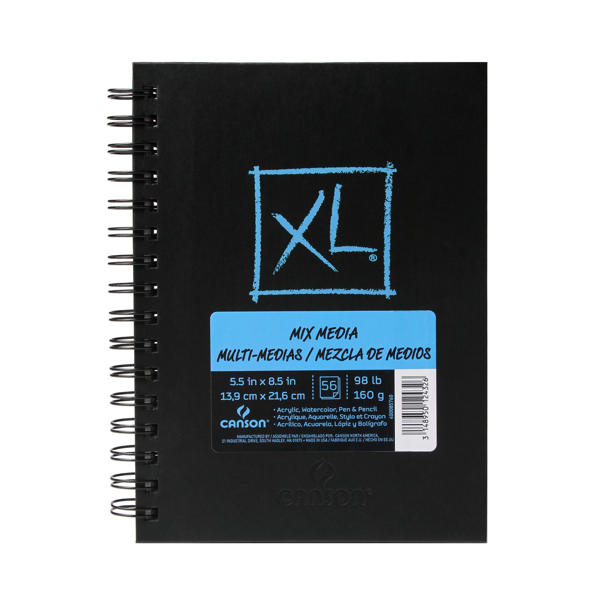 Canson XL Mix Media Book, 60 Sheets, 5.5 in x 8.5 in