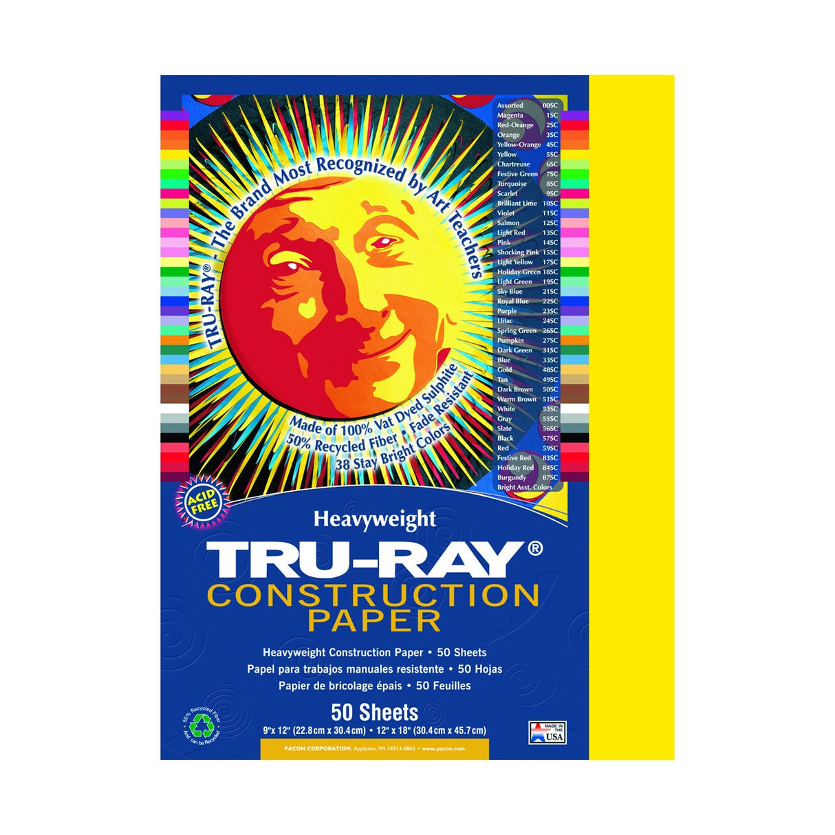 Pacon Tru-Ray Construction Paper, 50 Sheets, 9 in. x 12 in., Black
