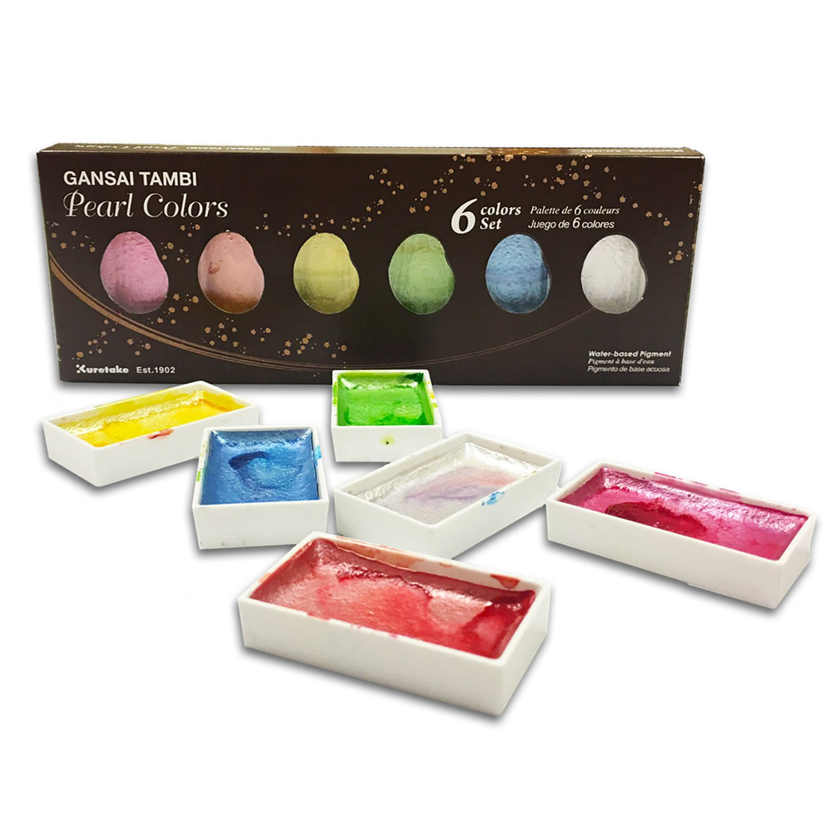 Kuretake Zig Gansai Tambi Metallic Watercolor Set, 6-Colors, Pearl
