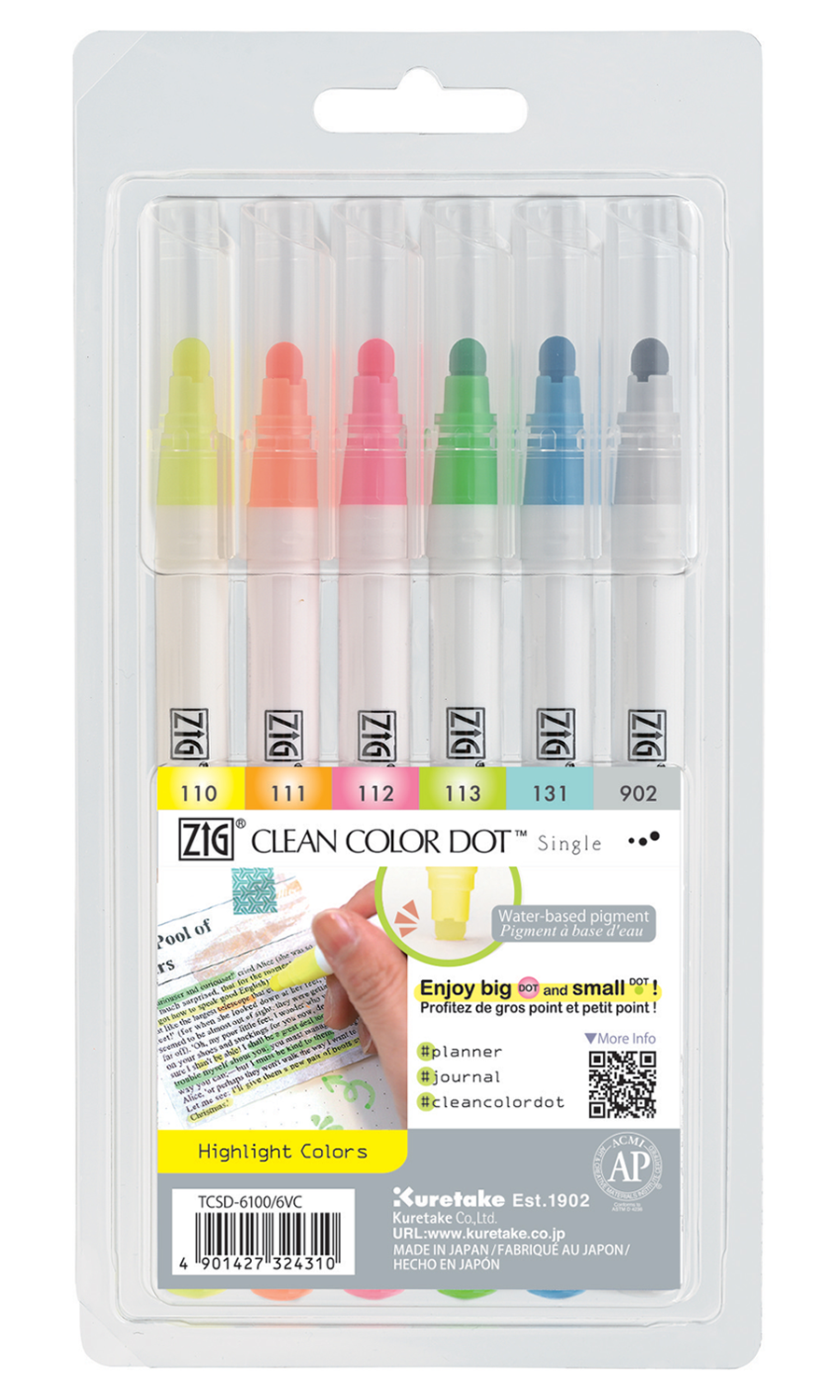 Zig Clean Color Dot Set, Single Ended Highlight Colors