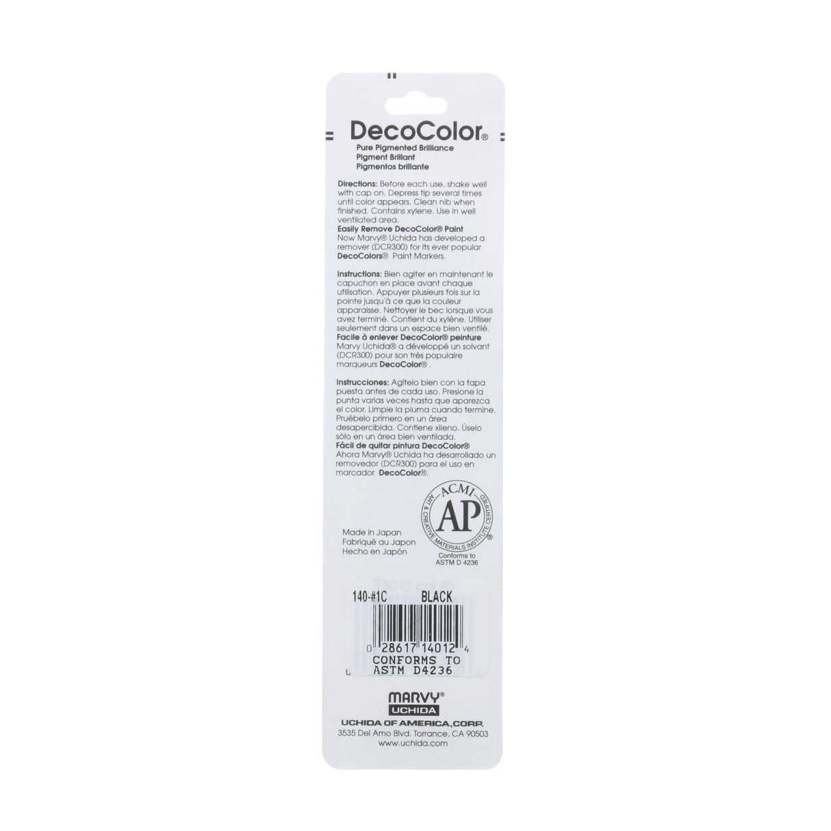 Uchida DecoColor Paint Marker, Extra-Fine, Carded Packaging, Black
