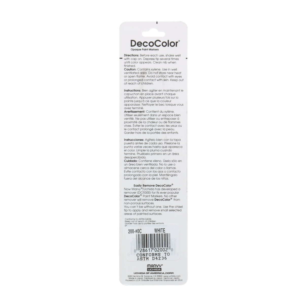 Uchida DecoColor Paint Marker, Fine, Carded Packaging, White