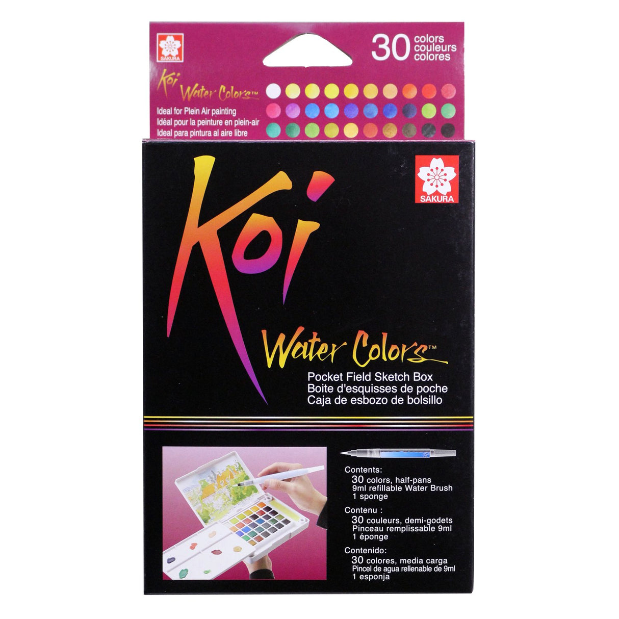 Sakura Koi Watercolor Pocket Field Sketch Box Set, 30-Colors