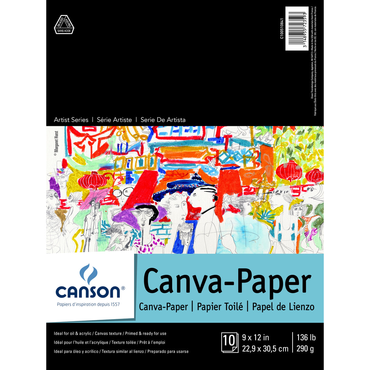 Canson Artist Series Canva-Paper Pad, 10 Sheets, 9 in x 12 in