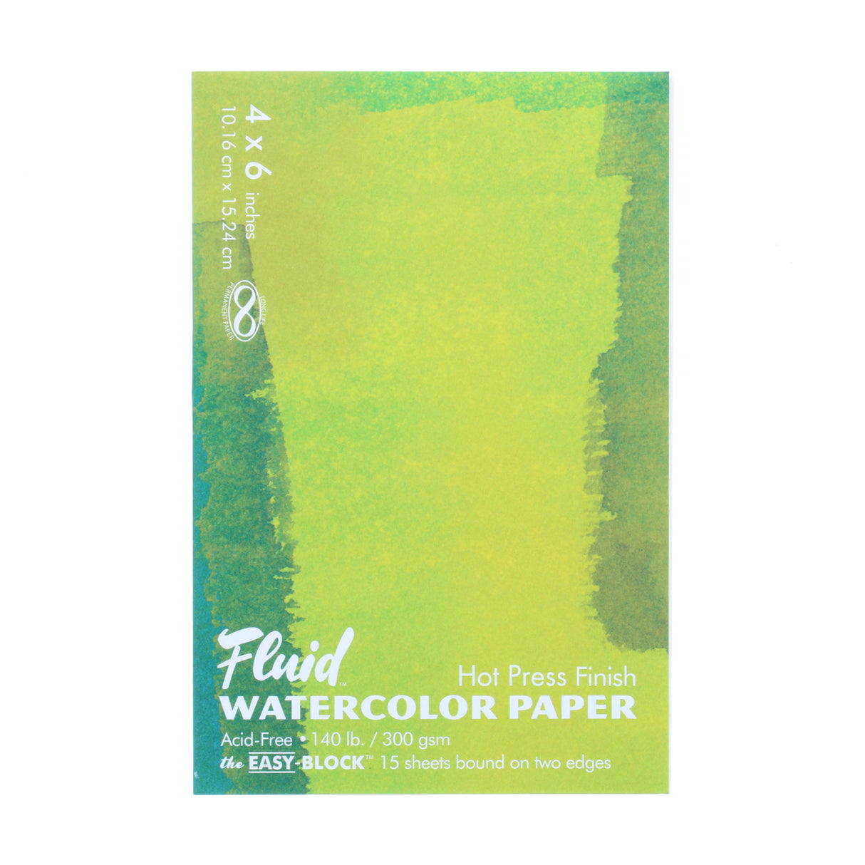 Global Art Fluid Watercolor Paper Block, Hot-Press, 4 in x 6 in 15 Sheets/Pad