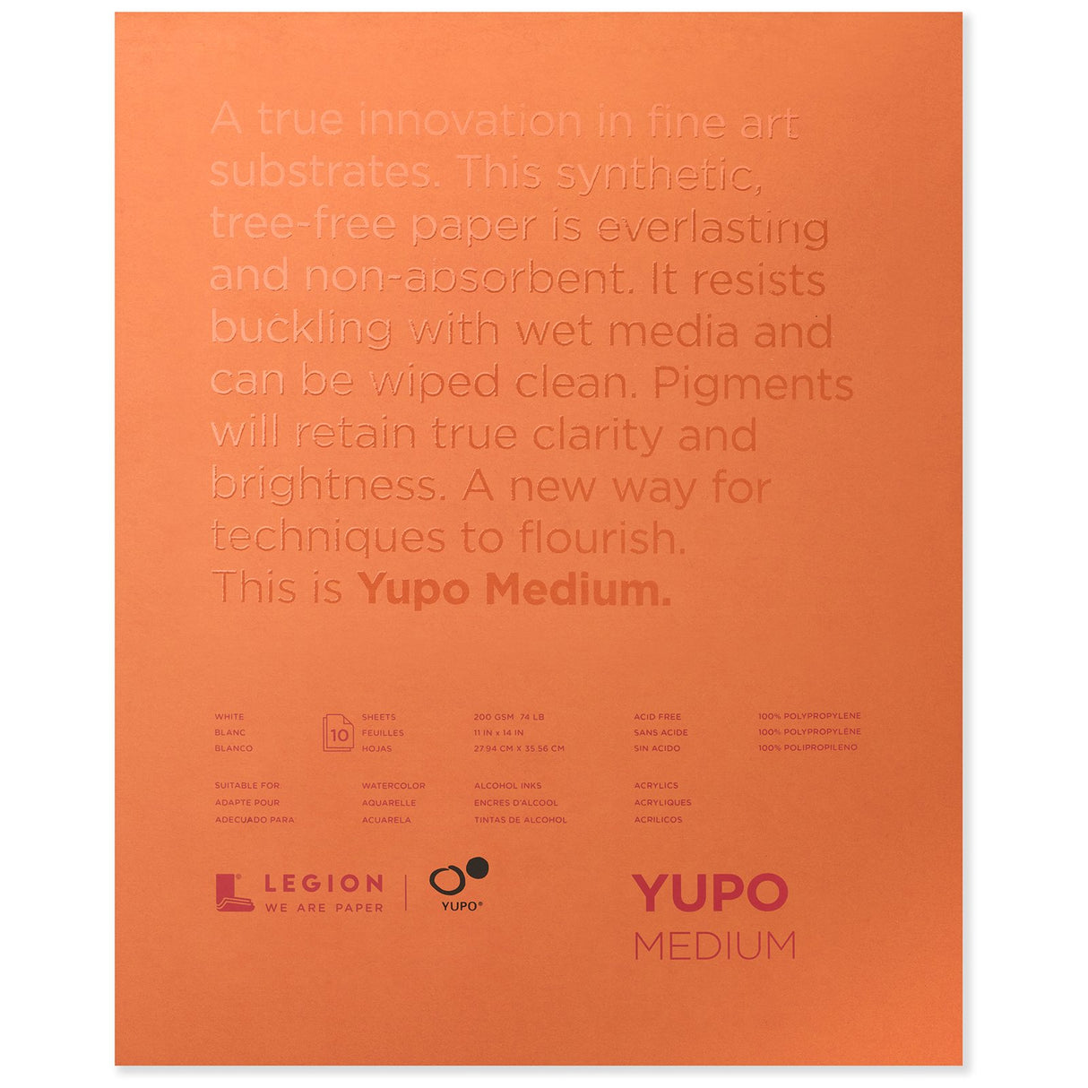 Legion Paper Yupo Medium Watercolor Pad, 11 in x 14 in, 10 Sheets/Pad