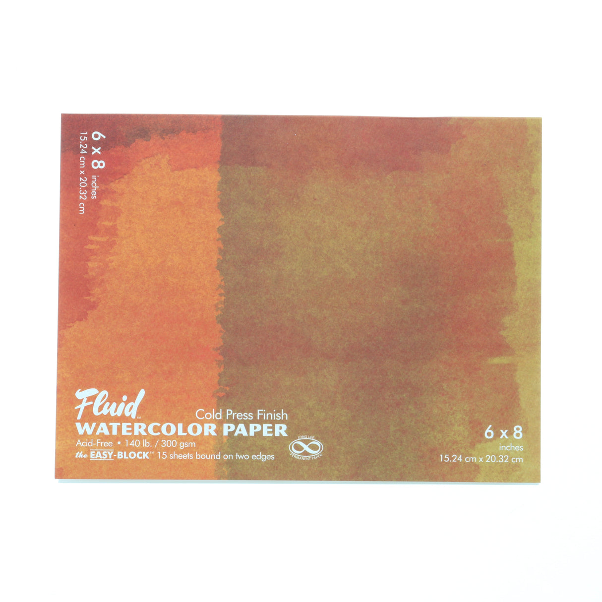 Global Art Fluid Watercolor Paper Block, Cold-Press, 6 in x 8 in 15 Sheets/Pad