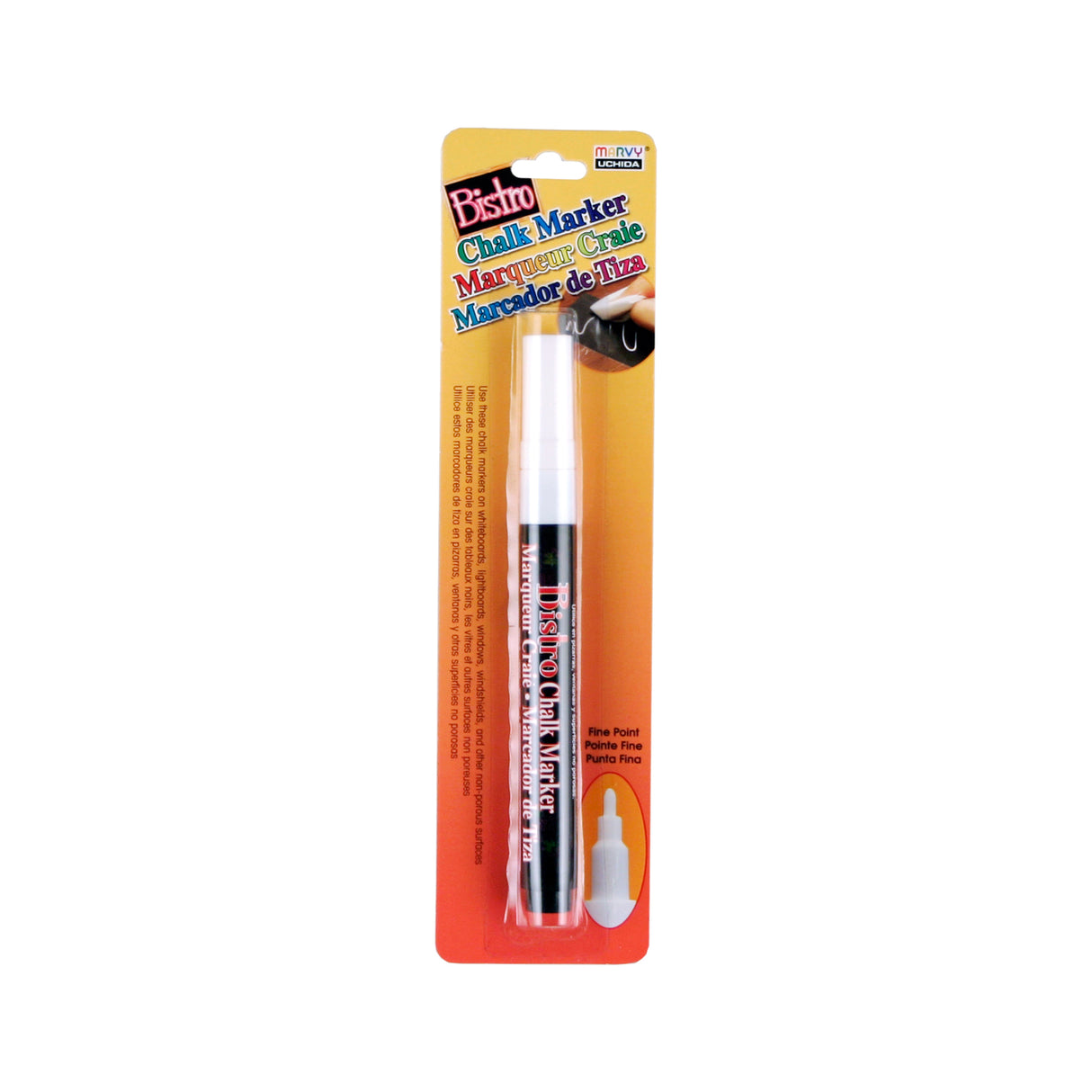 Uchida Bistro Chalk Marker, Fine, Carded Packaging, White