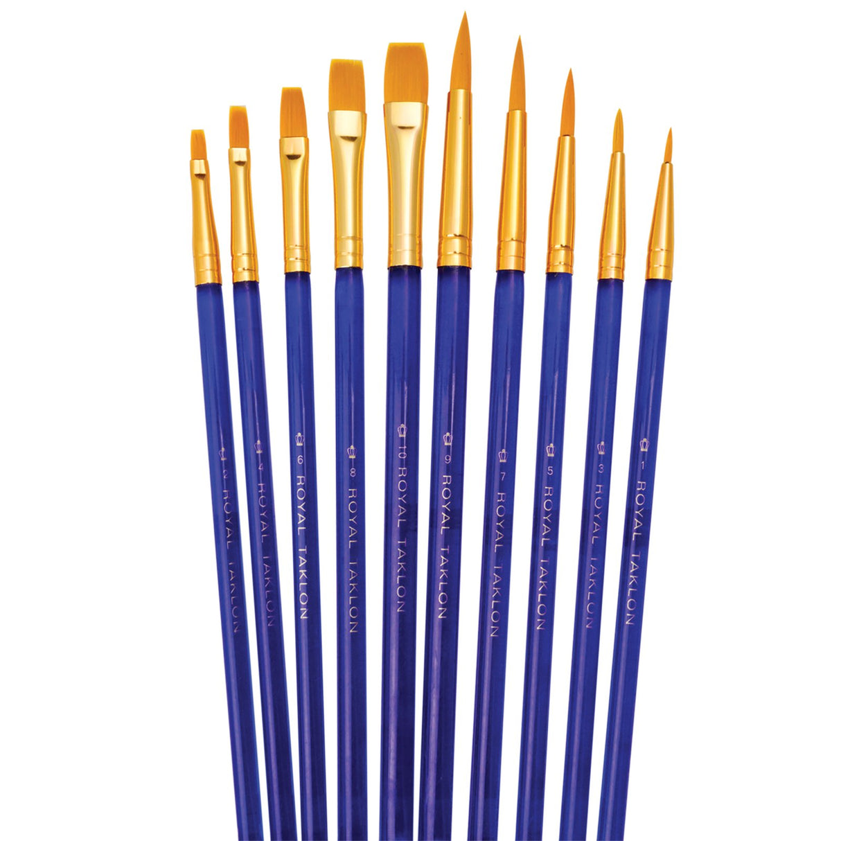 Royal Brush Super Value Brush Set, Golden Taklon, Shaders & Rounds