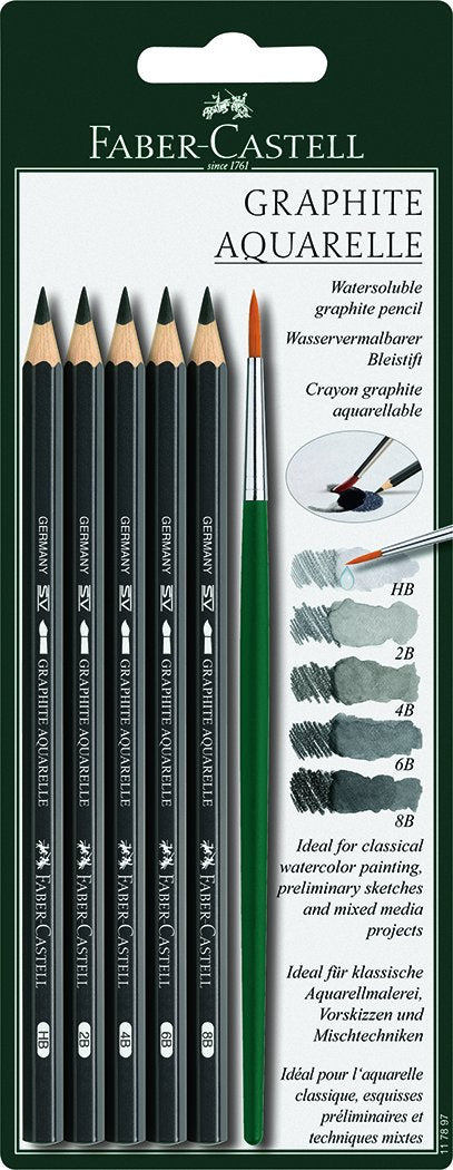 Faber-Castell Graphite Aquarelle, 5 Grade Set Carded