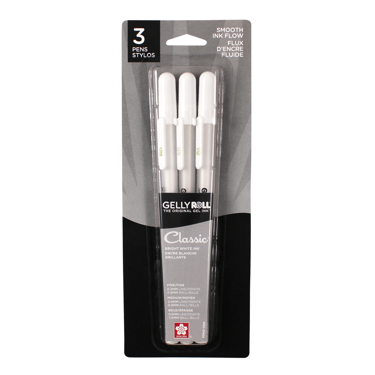 Sakura Gelly Roll Pen Set, 3/Pkg., White, Assorted Points