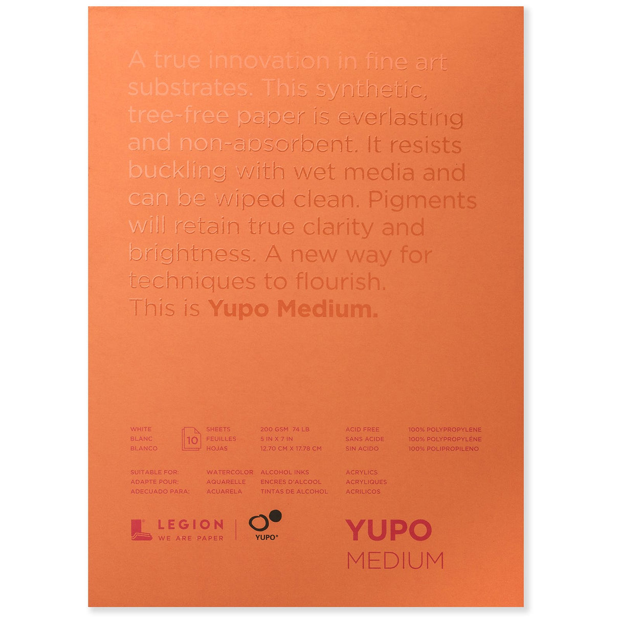 Legion Paper Yupo Medium Watercolor Pad, 10 Sheets, 5in x 7in